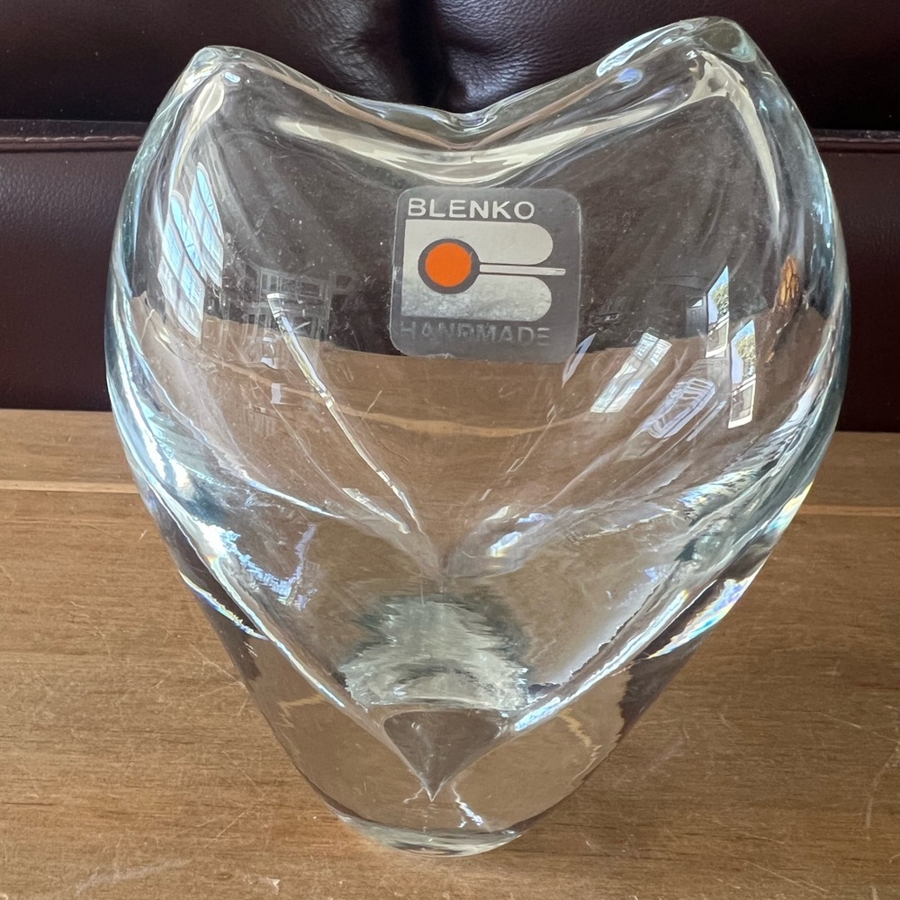 Blenko Glass heart shaped bud vase. Perfect condition.